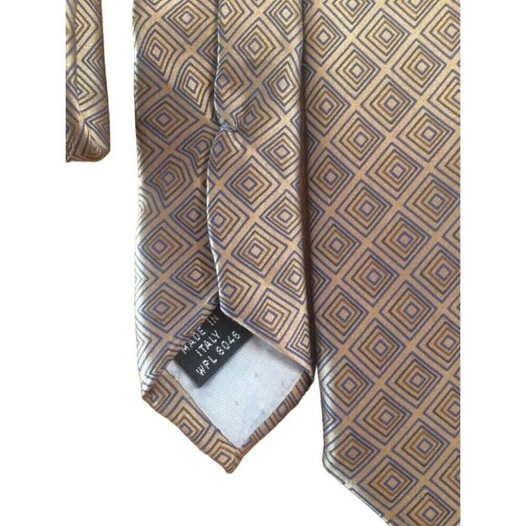 Alfani Mens All Silk Neck‎ Tie Italian Made Copper Tan Squares 3.5” x 59" Italy - Picture 4 of 8